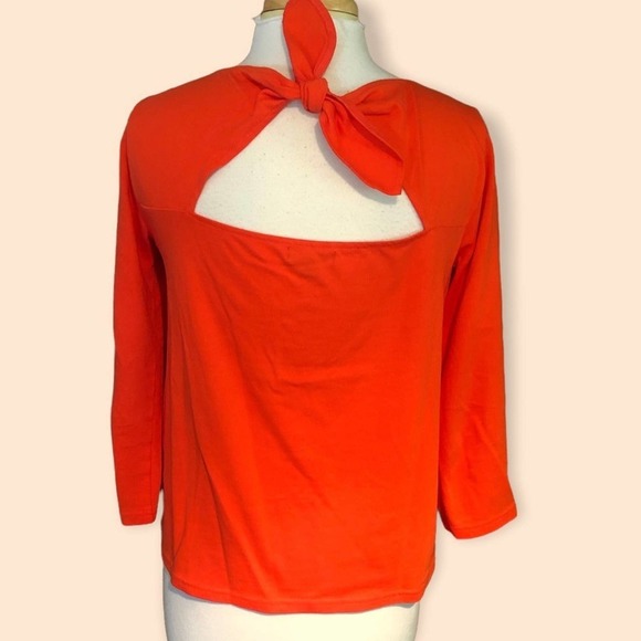 J. Crew orange t-shirt with cut-out backside &  tie, Small - Picture 1 of 6
